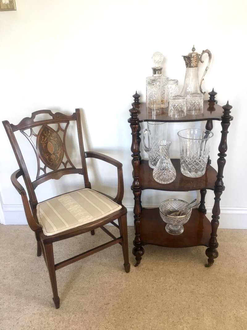 Antique Victorian Freestanding Rosewood Whatnot - Image 3